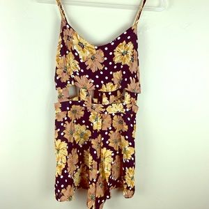 Sunflower and Polk a dot romper